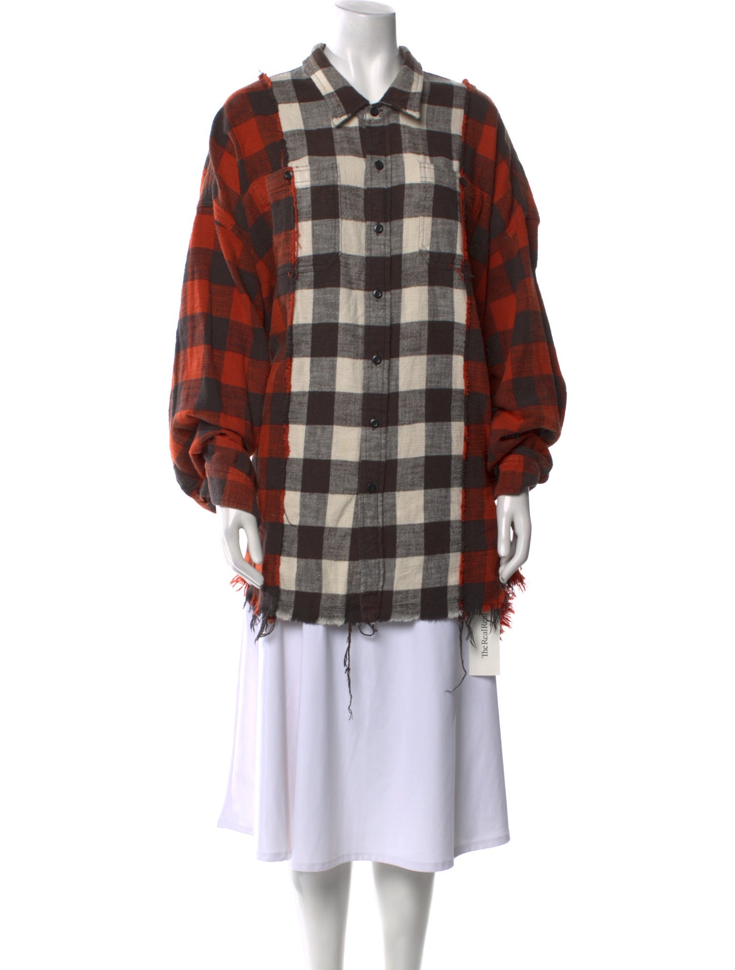 R13 Plaid Print Mock Neck Sweater