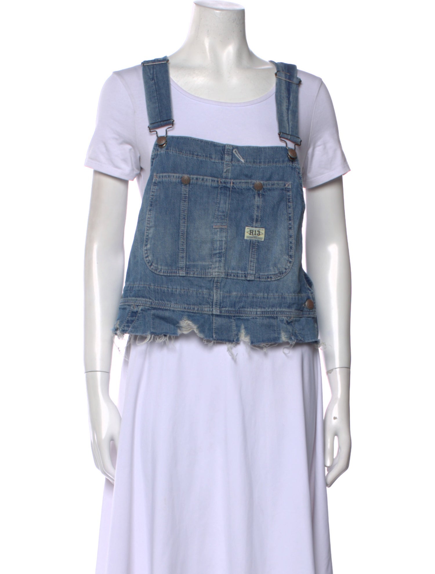 R13 Square Neckline Short Sleeve Crop Top