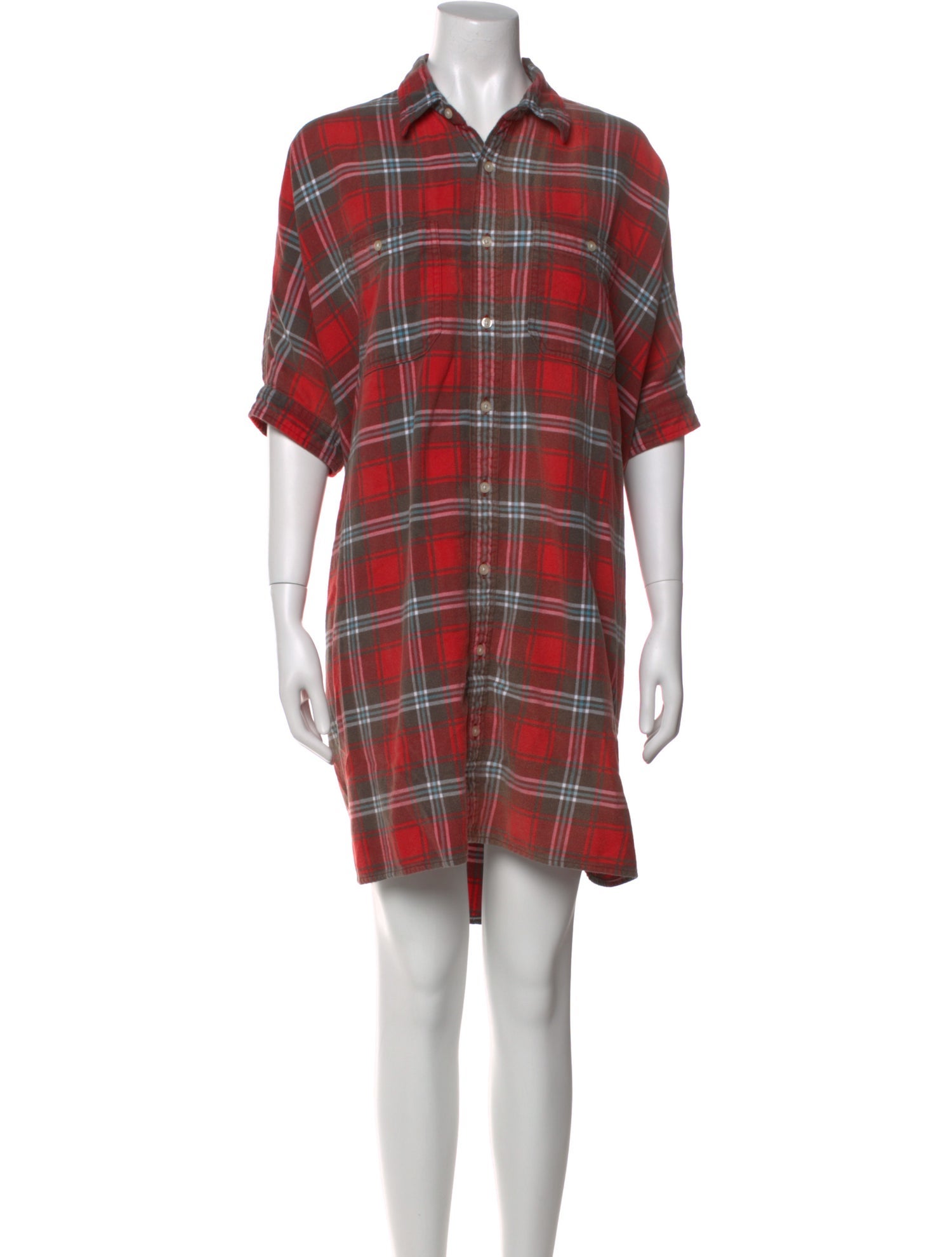R13 Plaid Print Knee-Length Dress