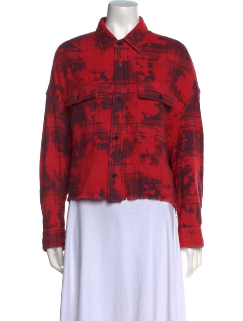 R13 Tie-Dye Print Long Sleeve Button-Up Top