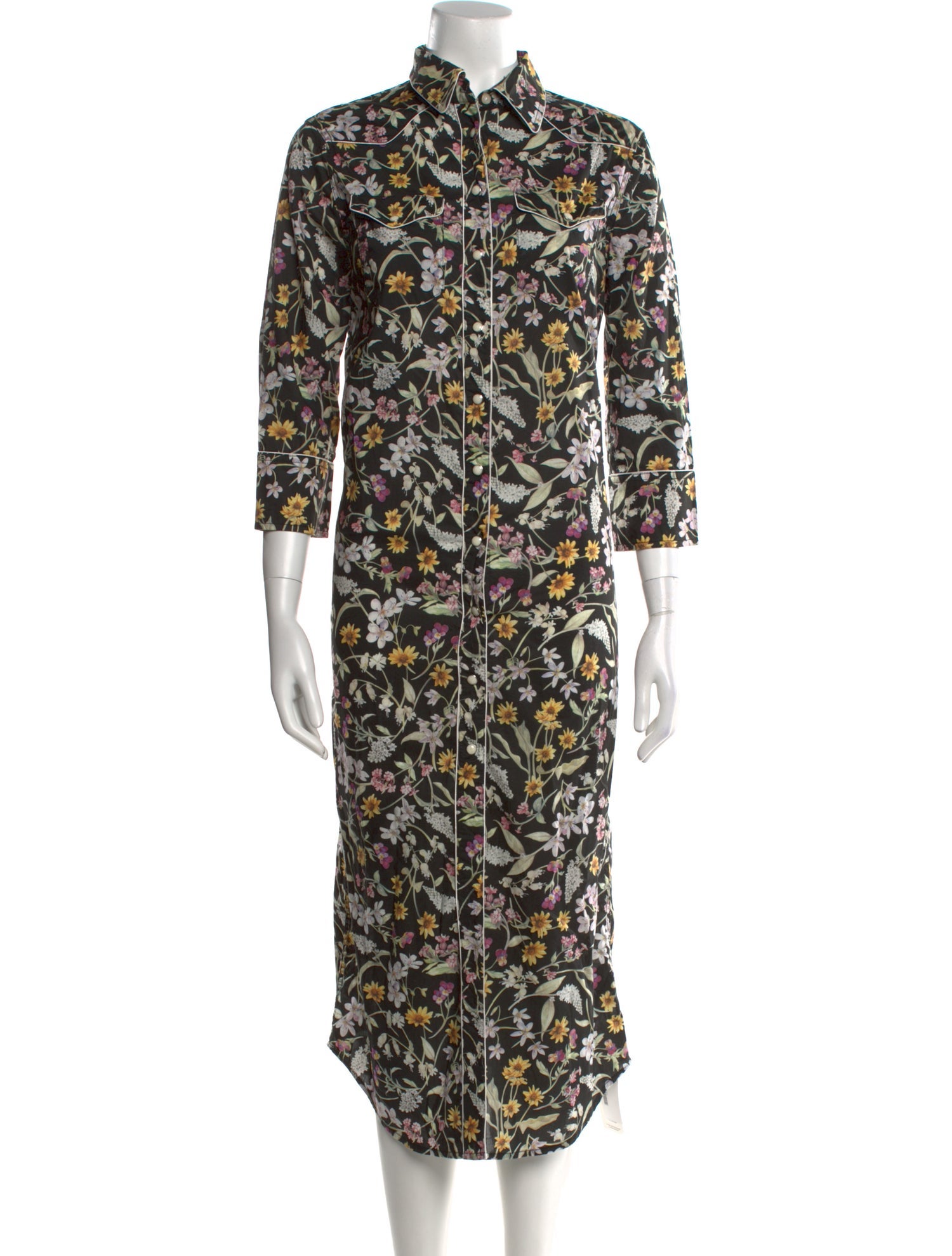 R13 Floral Print Midi Length Dress