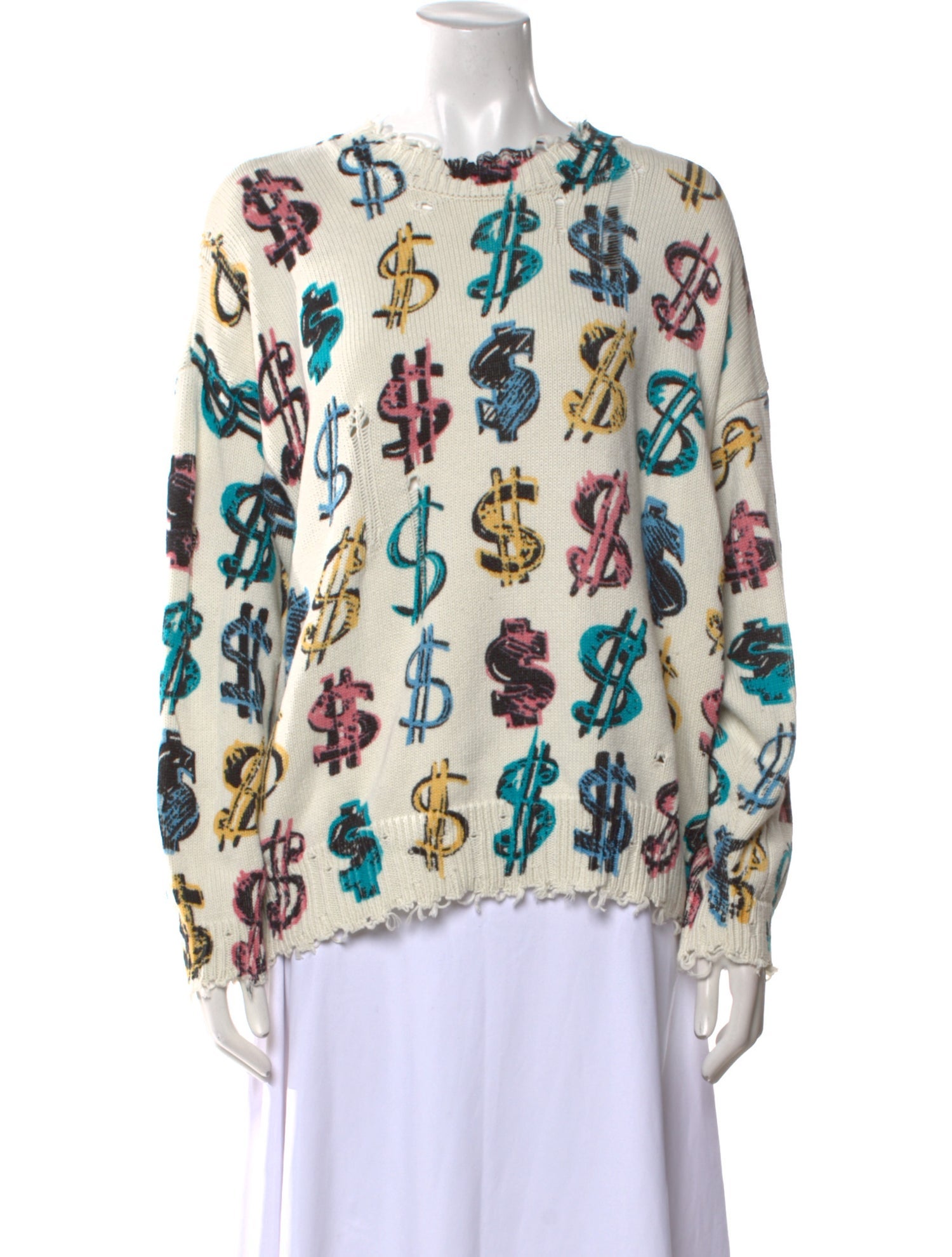 R13 Printed Crew Neck Sweater