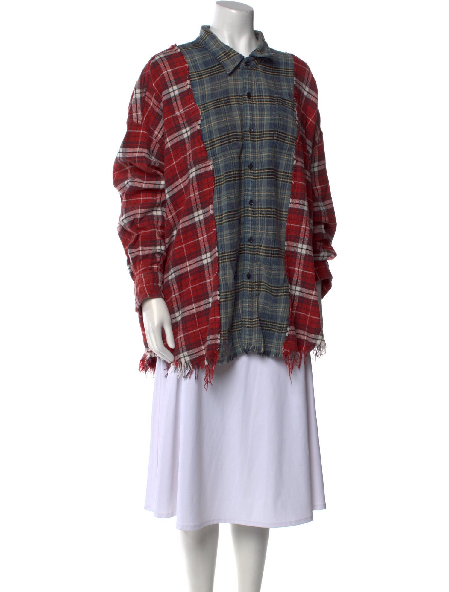 R13 Plaid Print Mock Neck Sweatshirt