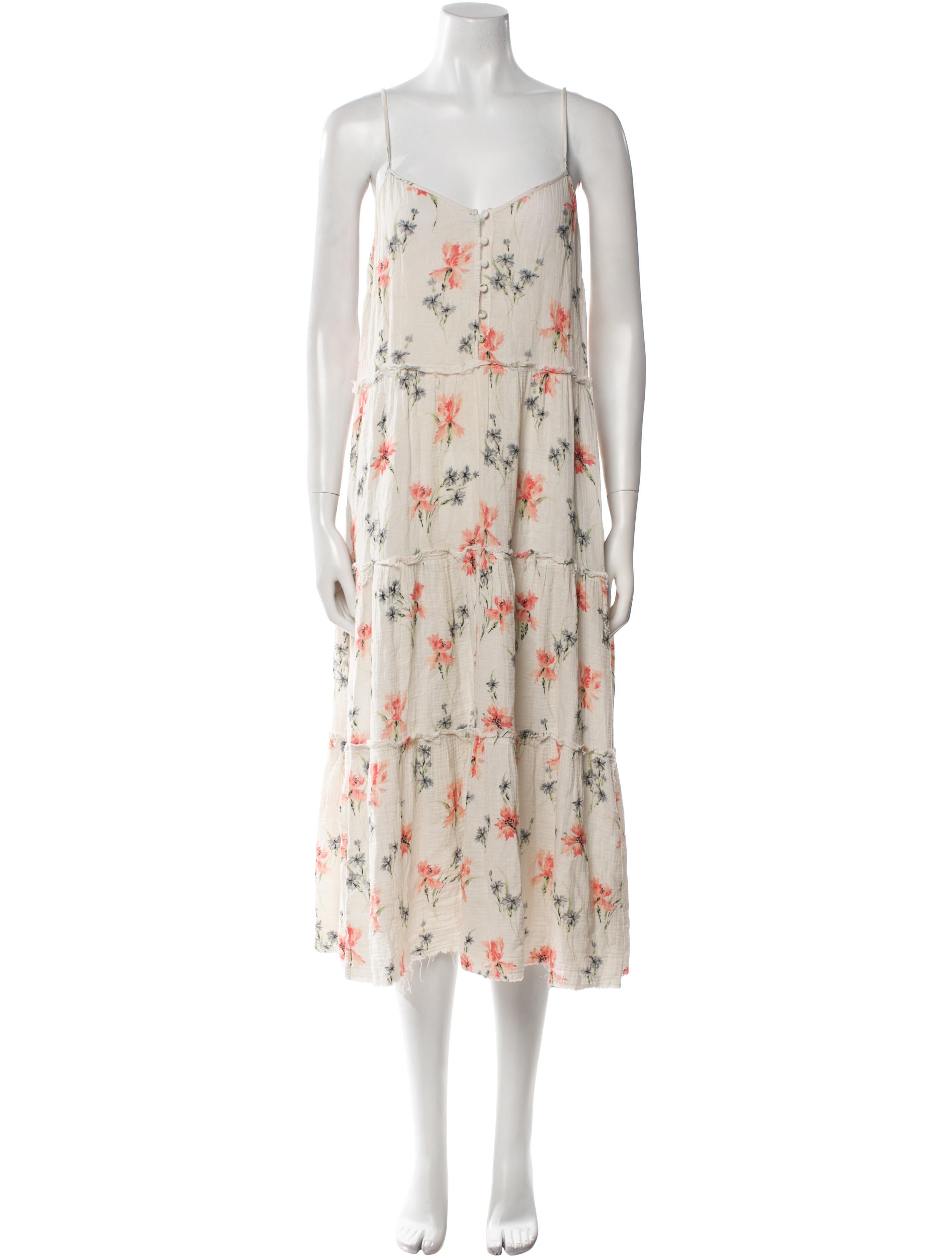 R13 Floral Print Midi Length Dress