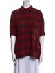 R13 Plaid Print Short Sleeve Button-Up Top