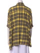R13 Plaid Print Short Sleeve Button-Up Top