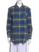 R13 Plaid Print Long Sleeve Button-Up Top