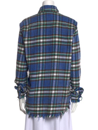 R13 Plaid Print Long Sleeve Button-Up Top