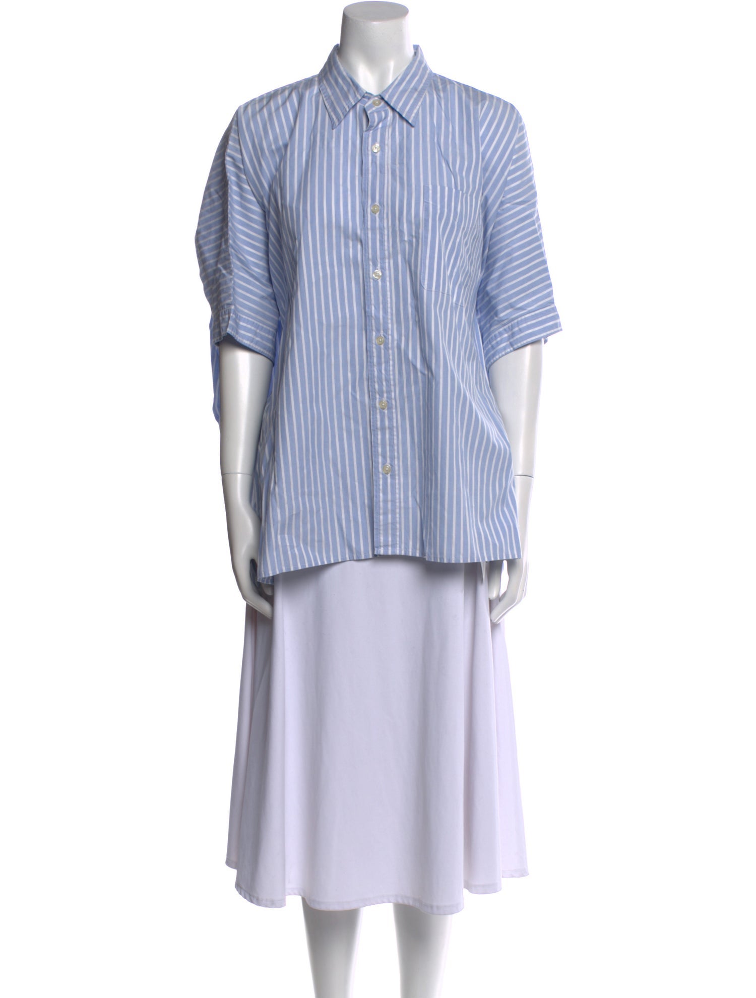 R13 Striped Short Sleeve Button-Up Top