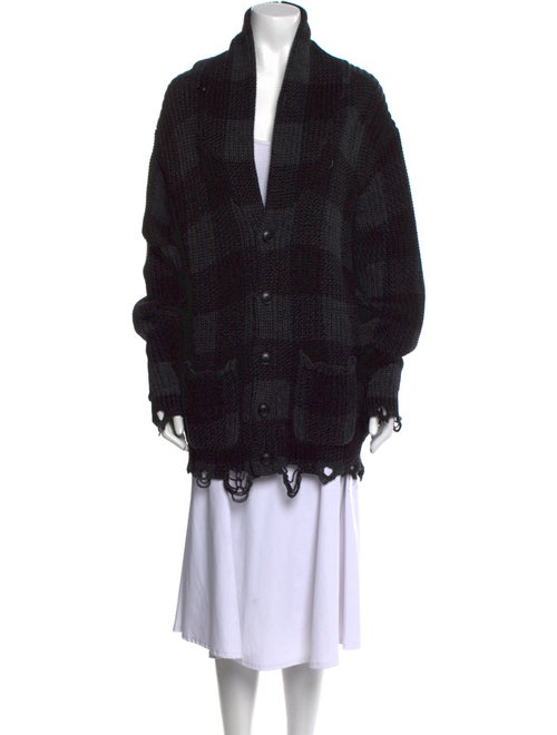 R13 Plaid Print V-Neck Sweater