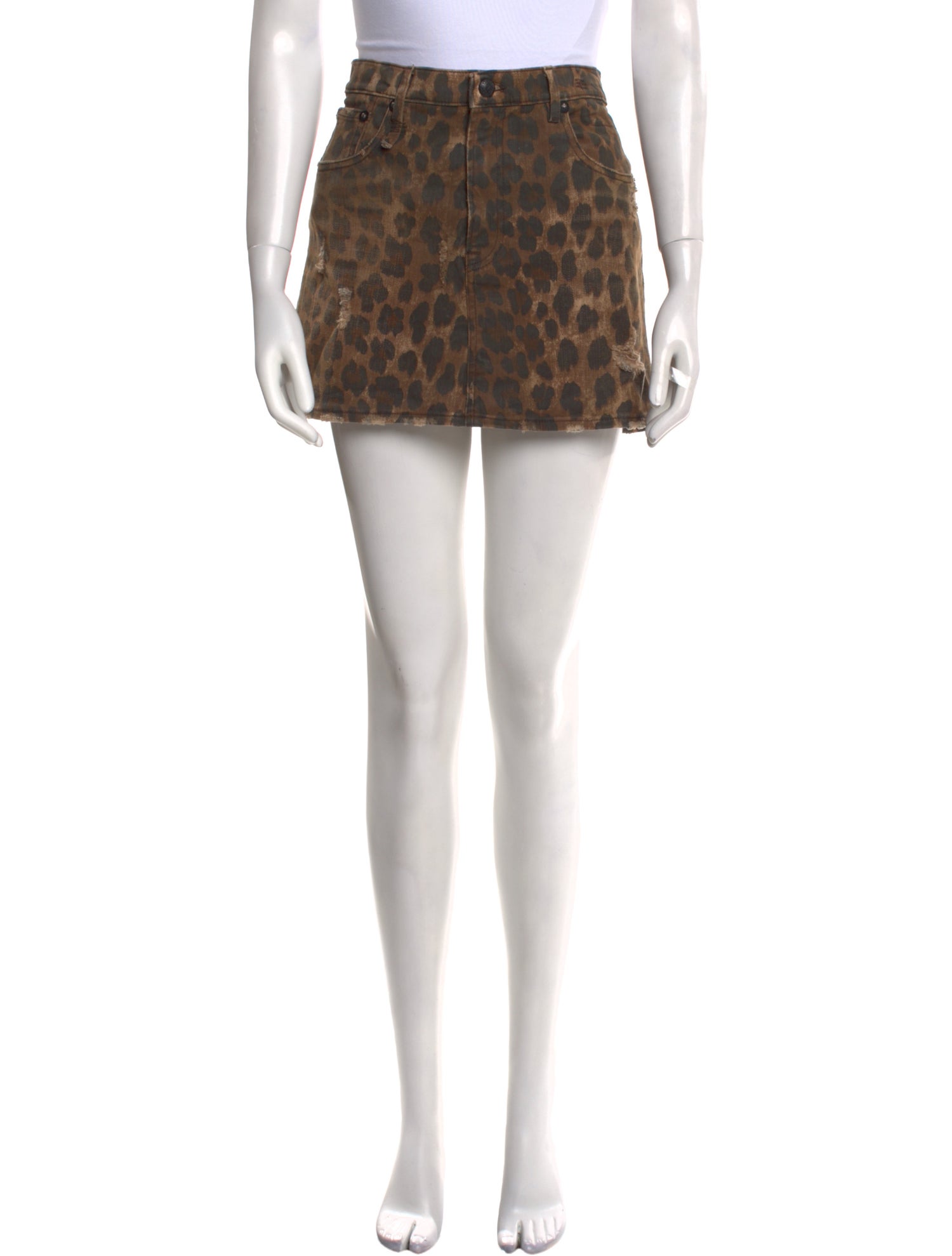 R13 Animal Print Mini Skirt