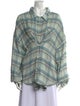 R13 Plaid Print Long Sleeve Button-Up Top