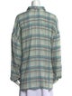 R13 Plaid Print Long Sleeve Button-Up Top