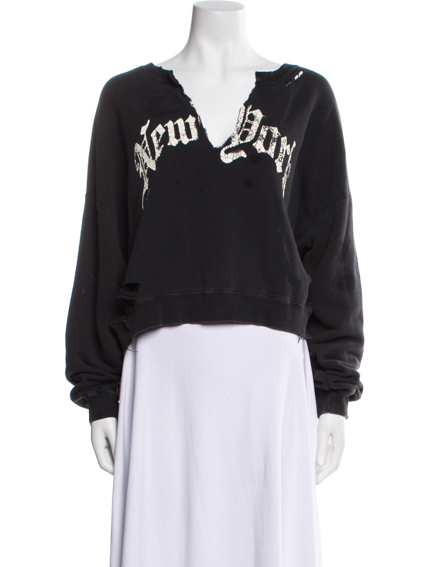 R13 Graphic Print V-Neck Sweatshirt