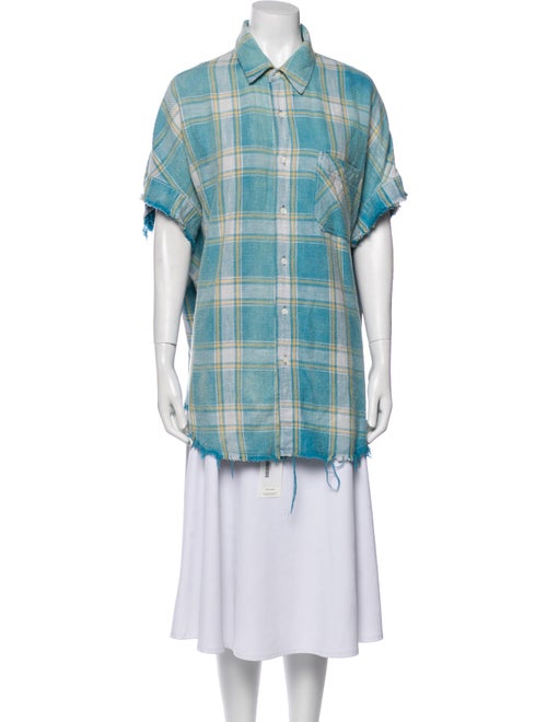 R13 Plaid Print Short Sleeve Tunic