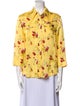 R13 Floral Print Three-Quarter Sleeve Button-Up Top