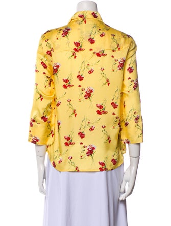 R13 Floral Print Three-Quarter Sleeve Button-Up Top