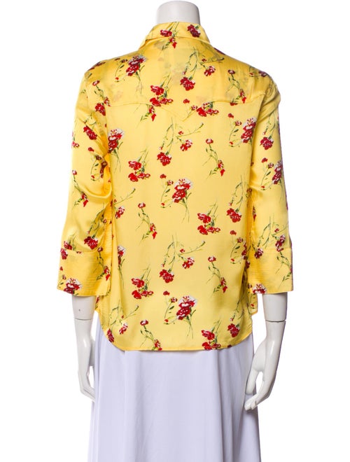 R13 Floral Print Three-Quarter Sleeve Button-Up Top