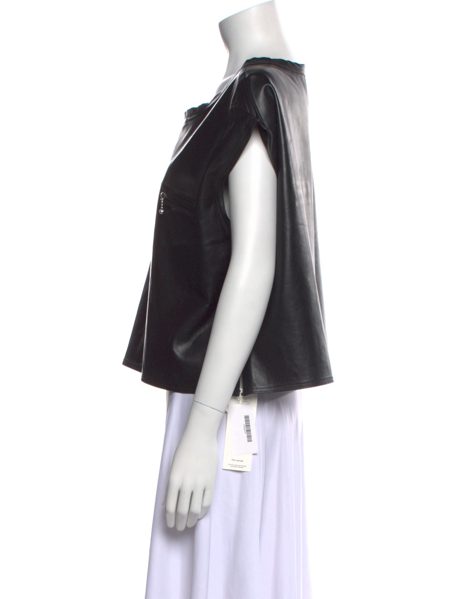 R13 Leather Scoop Neck Top