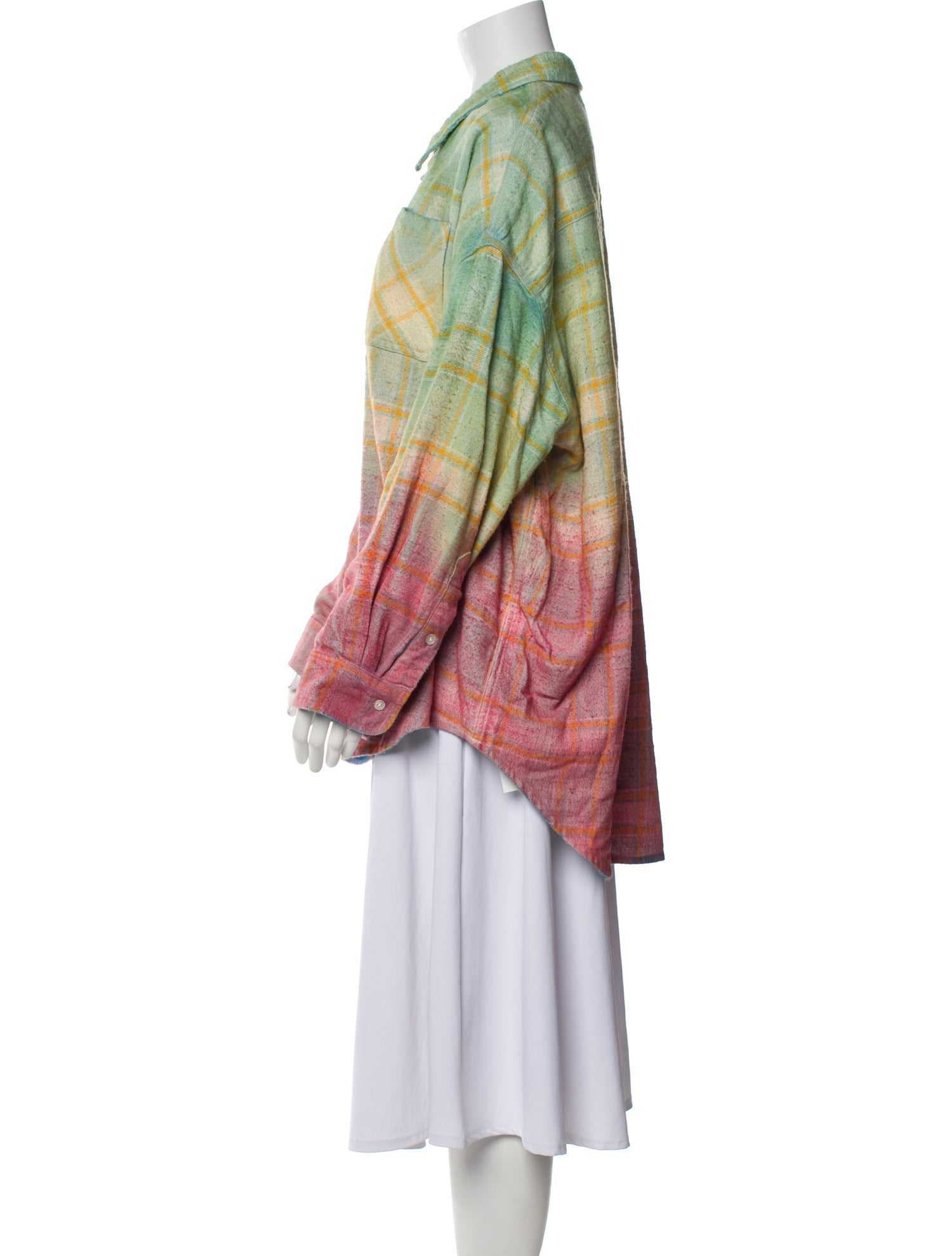 R13 Plaid Print Long Sleeve Tunic