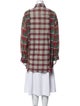 R13 Plaid Print Mock Neck Button-Up Top
