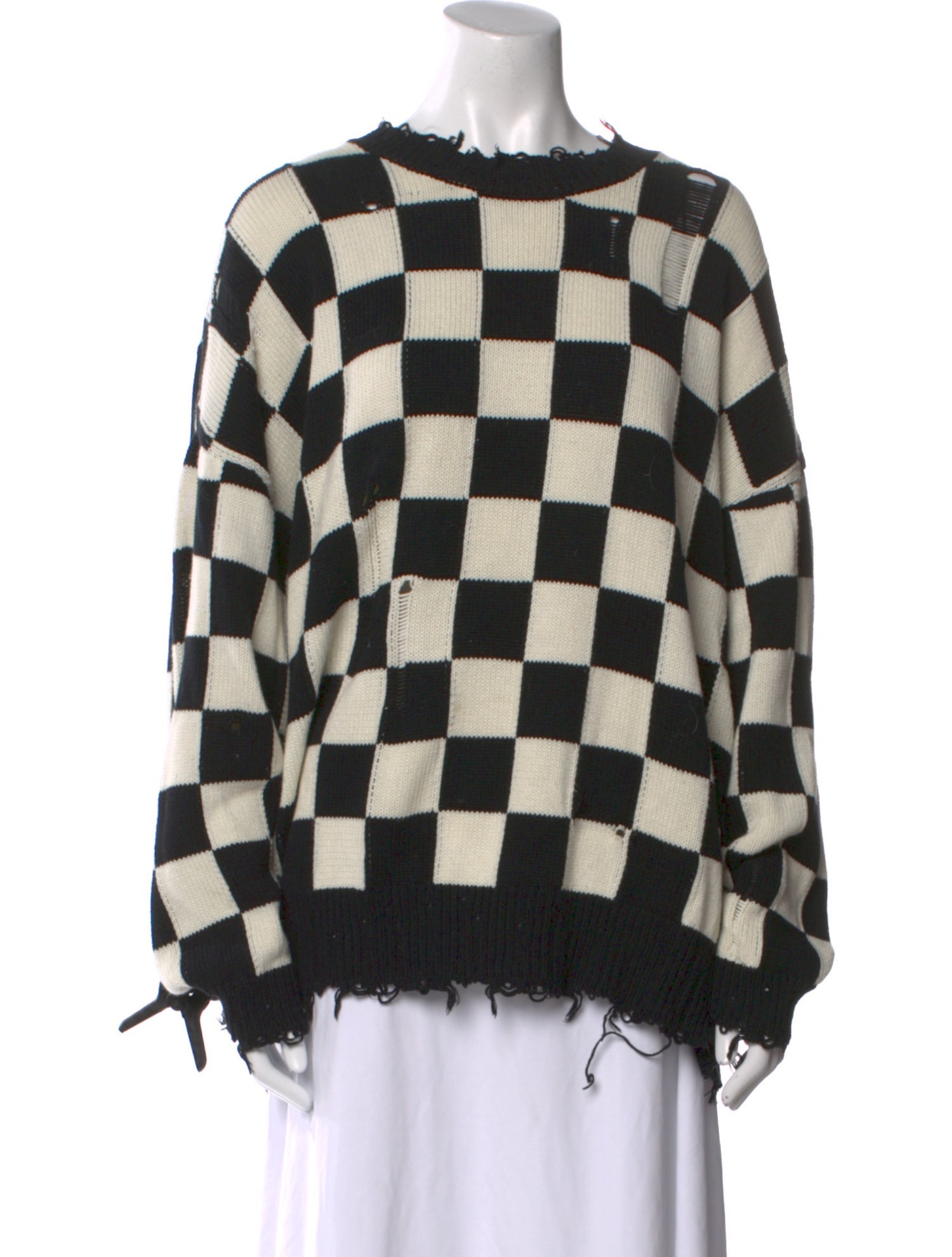 R13 Plaid Print Crew Neck Sweater