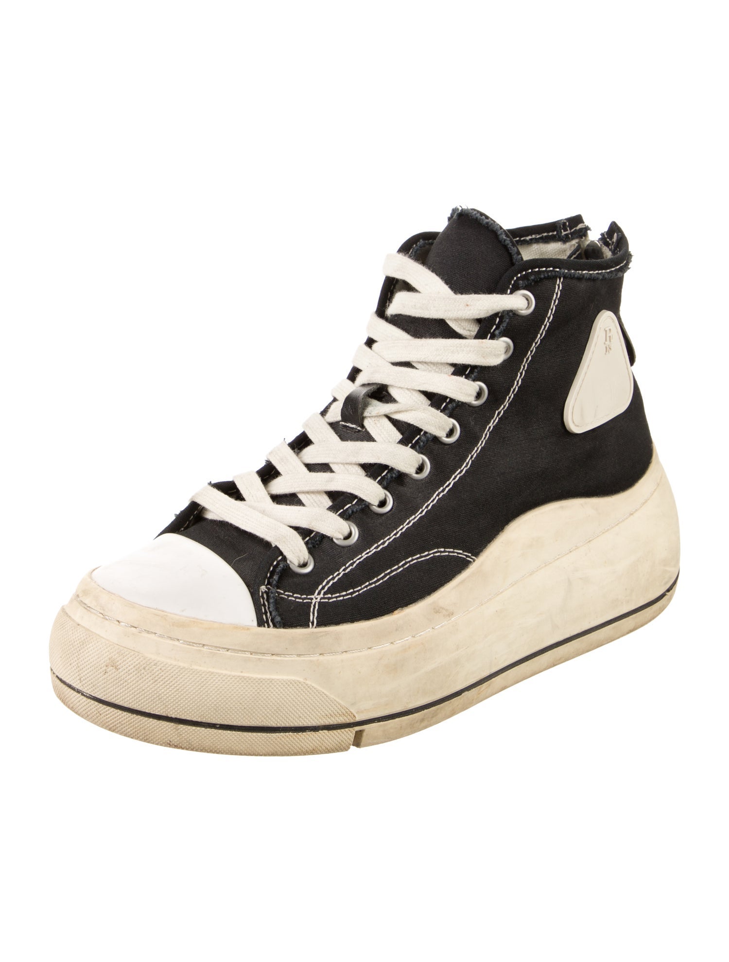 R13 Canvas Colorblock Pattern Wedge Sneakers