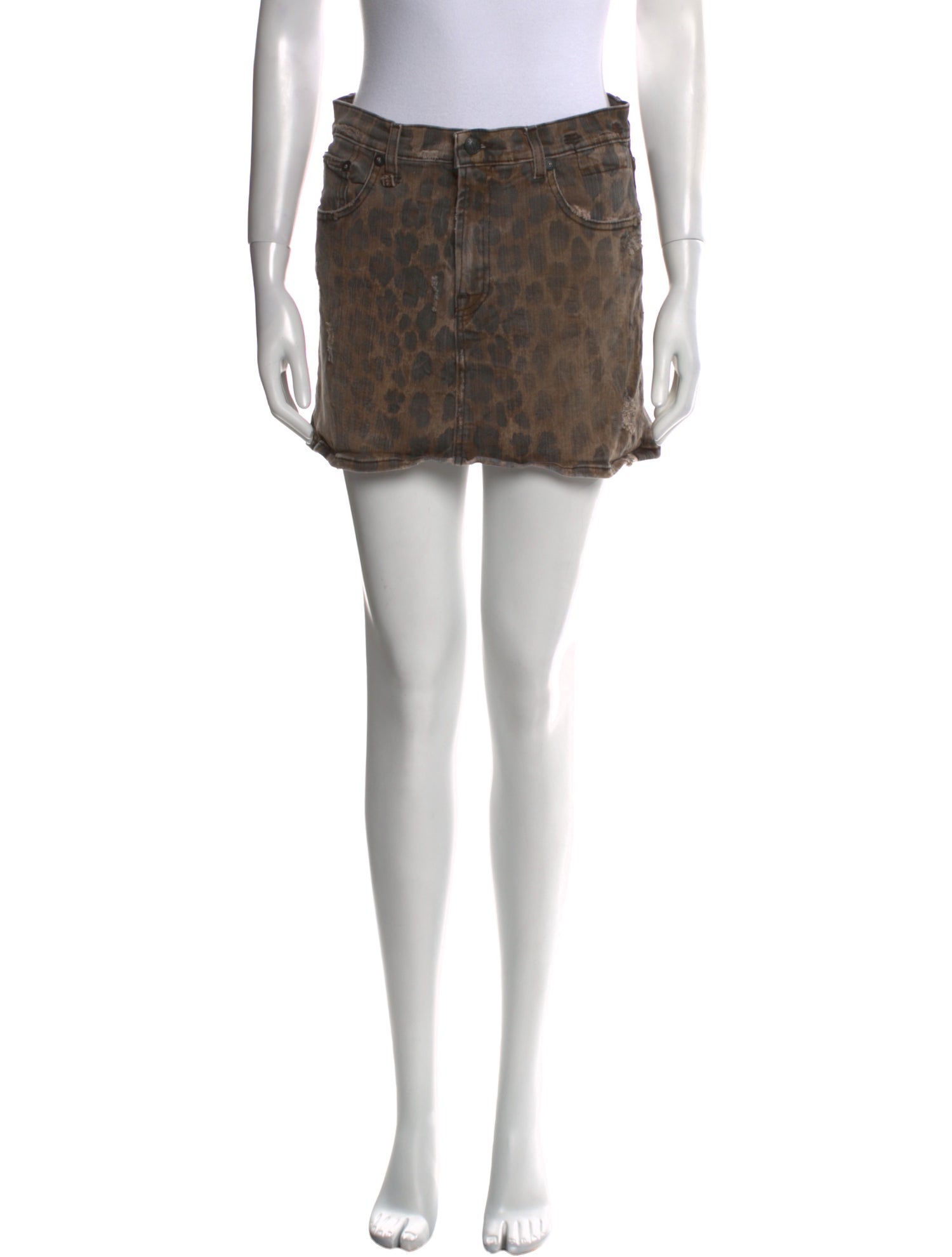 R13 Animal Print Mini Skirt