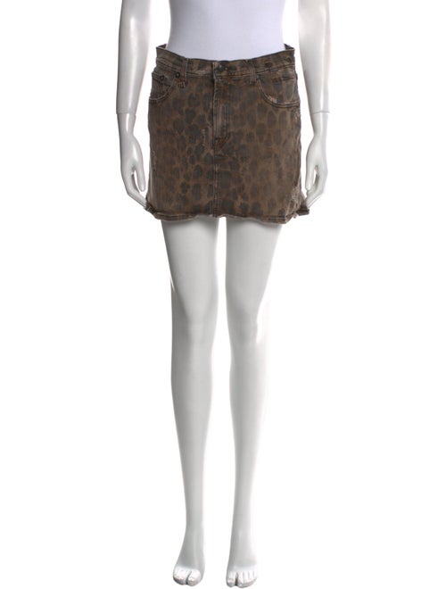 R13 Animal Print Mini Skirt