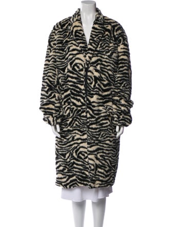 R13 Faux Fur Animal Print Faux Fur Coat