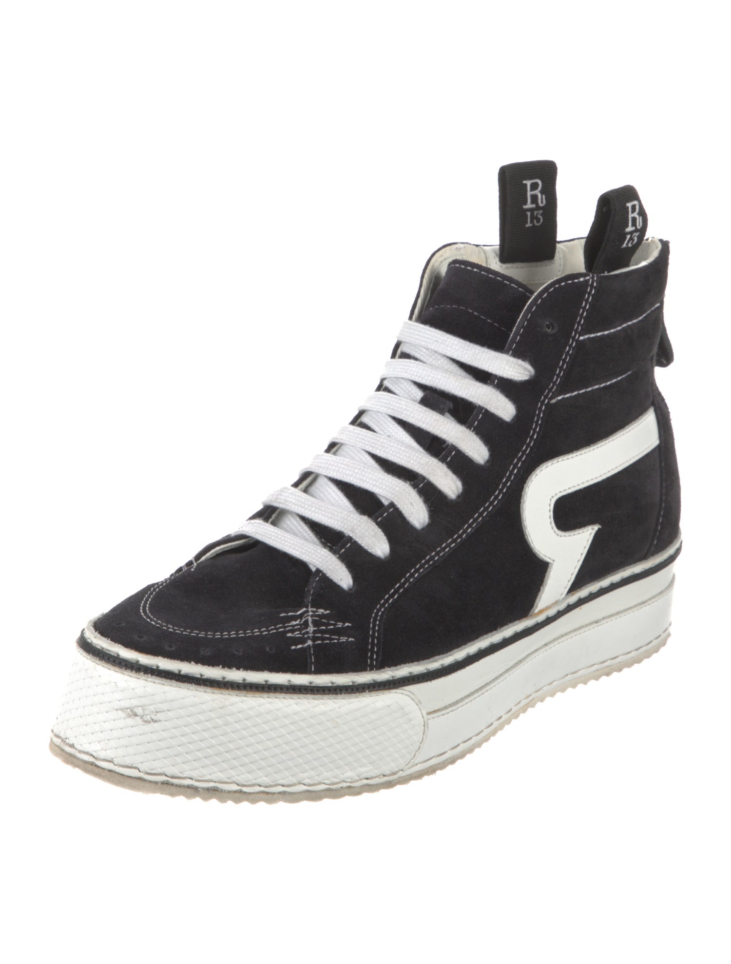 R13 Suede Distressed Accents Wedge Sneakers