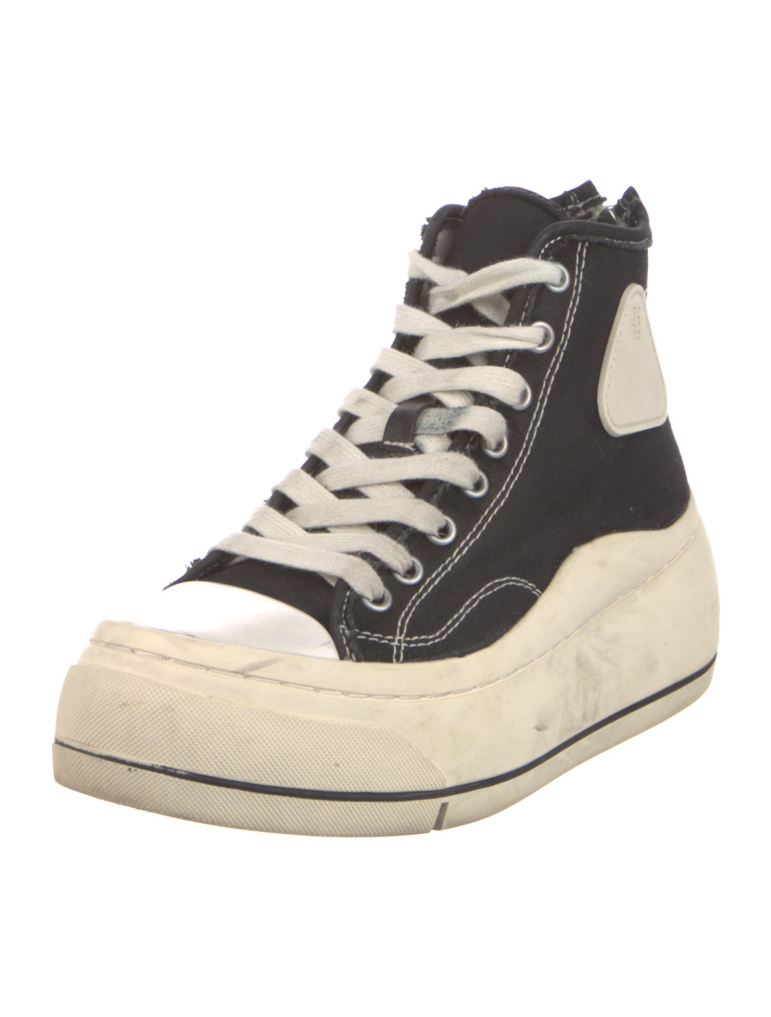 R13 Canvas Colorblock Pattern Lace-Up Boots