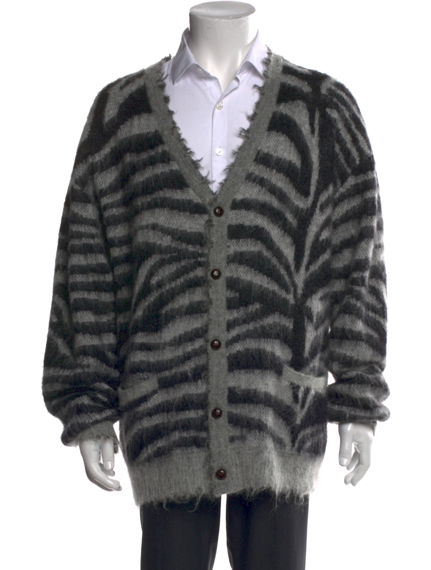 R13 Animal Print V-Neck Cardigan