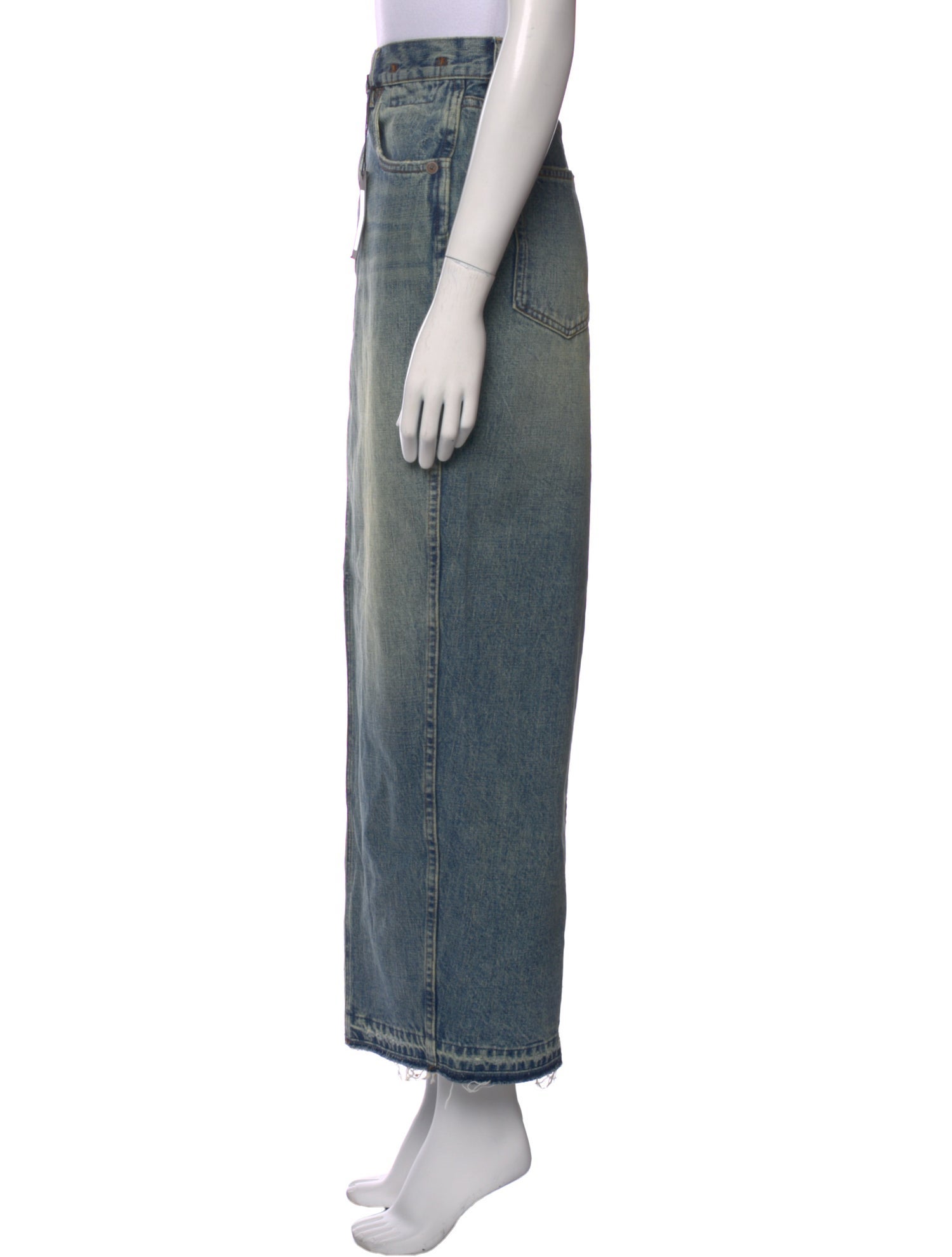 R13 Raw-Edge Trim Long Skirt