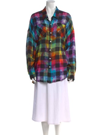 R13 Plaid Print Long Sleeve Tunic