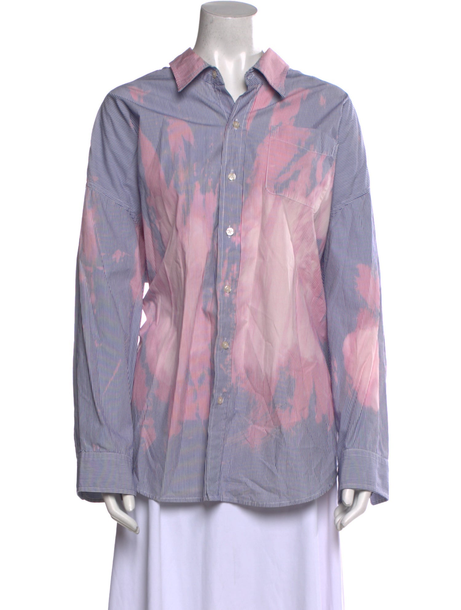 R13 Striped Long Sleeve Button-Up Top