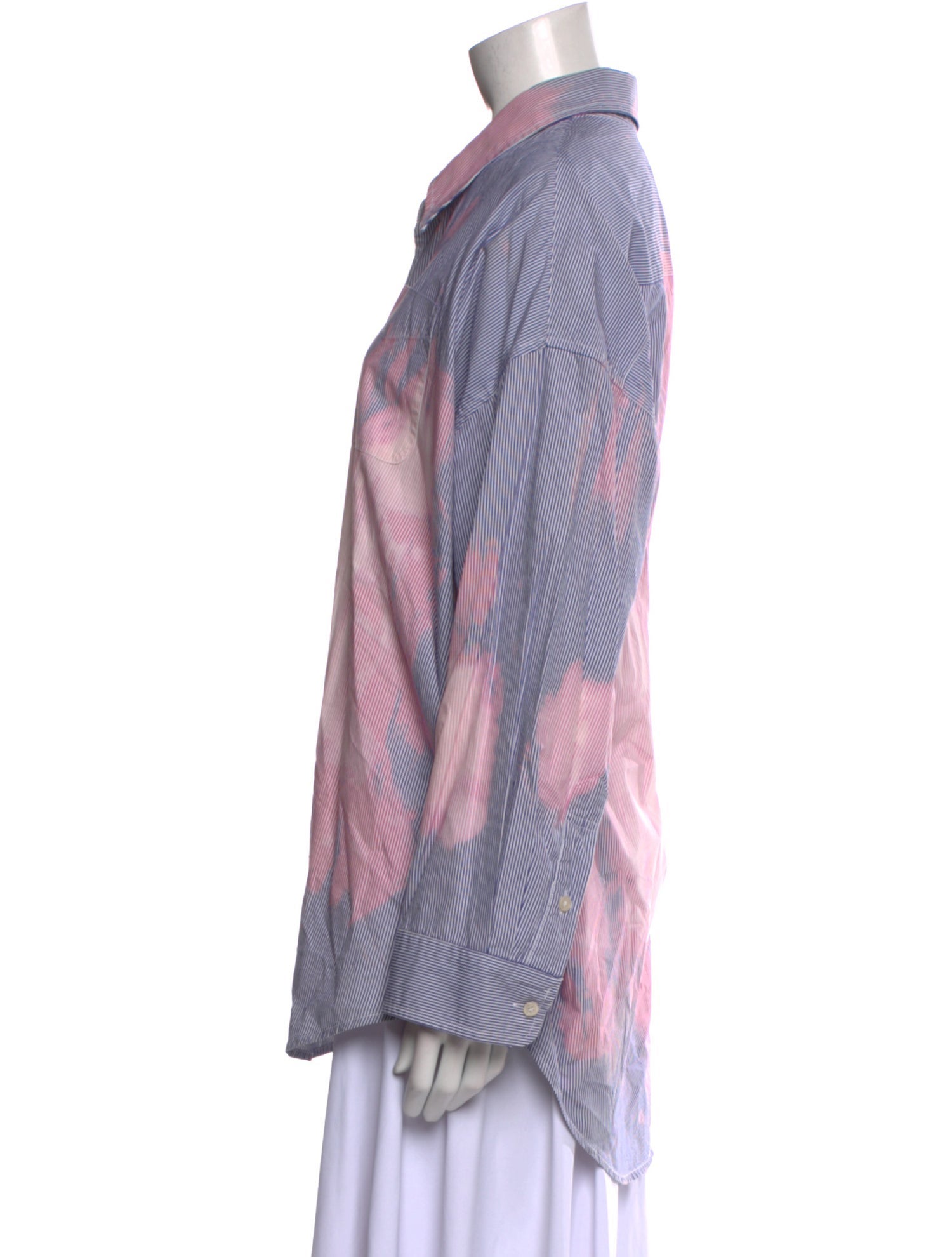 R13 Striped Long Sleeve Button-Up Top