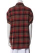 R13 Plaid Print Short Sleeve Button-Up Top