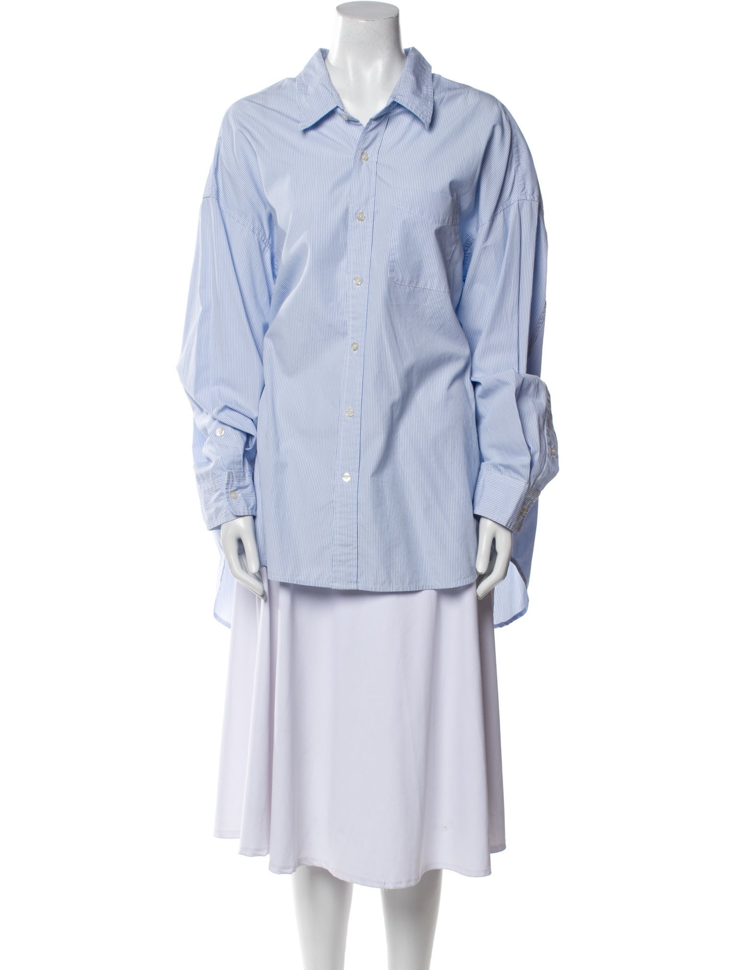 R13 Striped Long Sleeve Button-Up Top