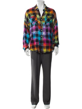 R13 Plaid Print Long Sleeve Shirt