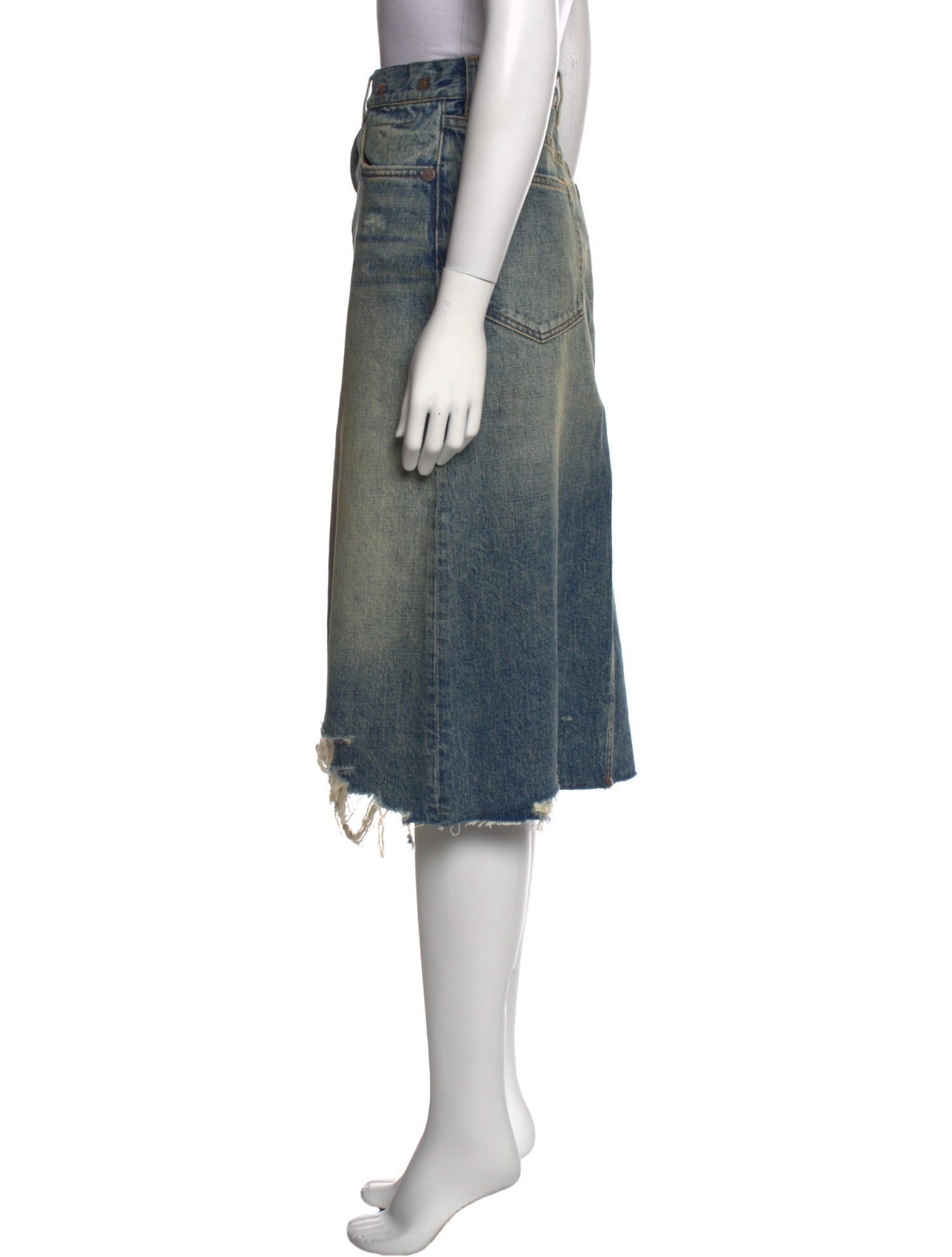 R13 Distressed Accents Knee-Length Skirt