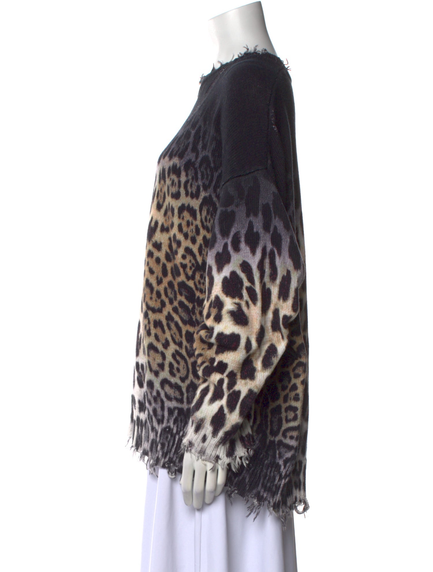 R13 Animal Print Crew Neck Sweater