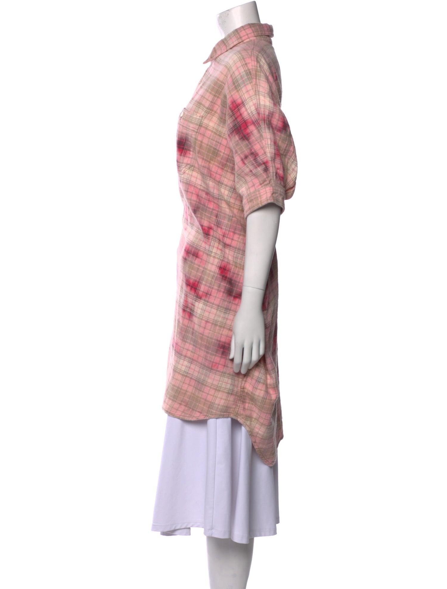 R13 Plaid Print Short Sleeve Tunic