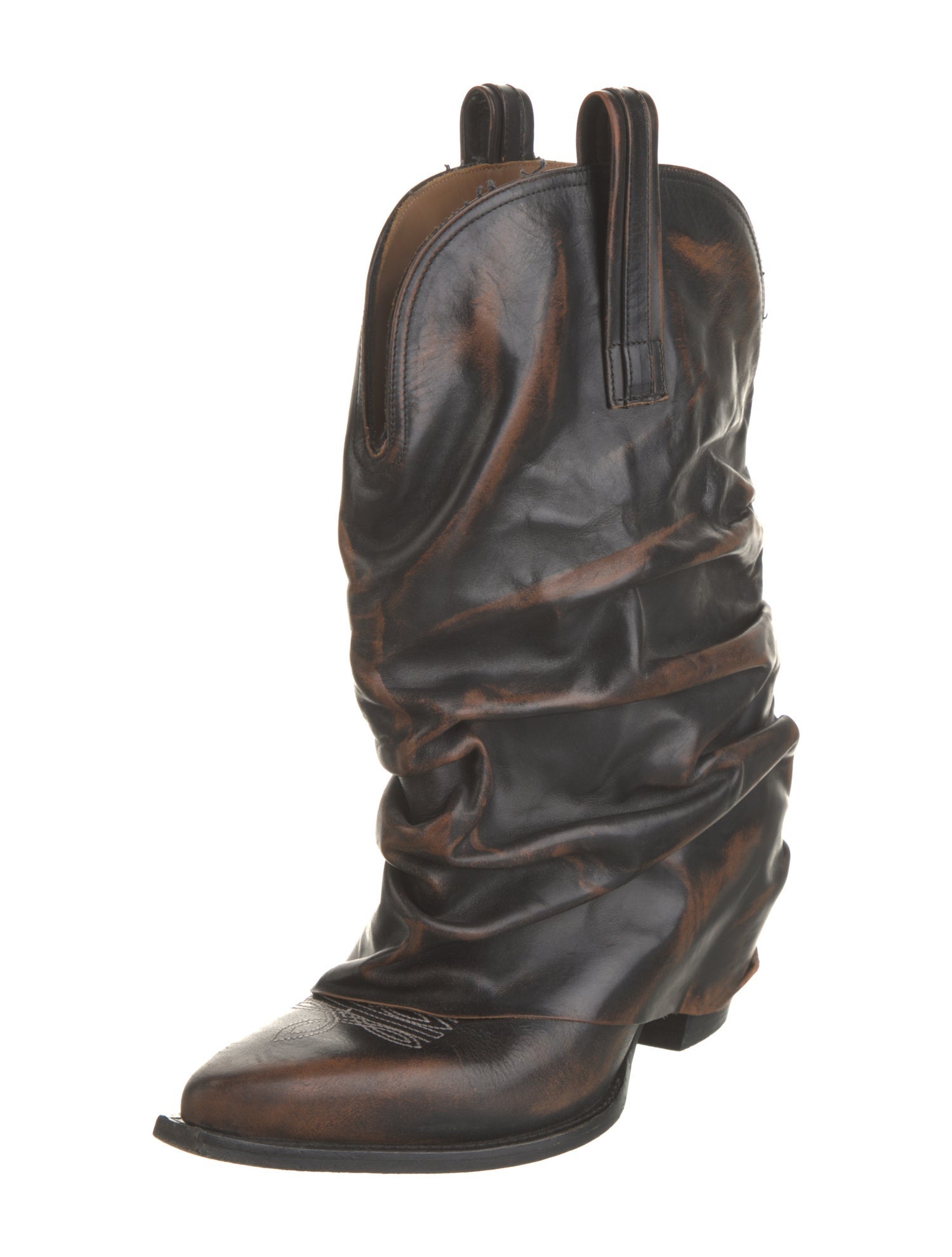 R13 Leather Embroidered Accent Western Boots