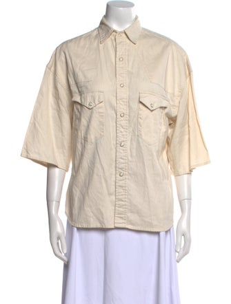 R13 Three-Quarter Sleeve Button-Up Top