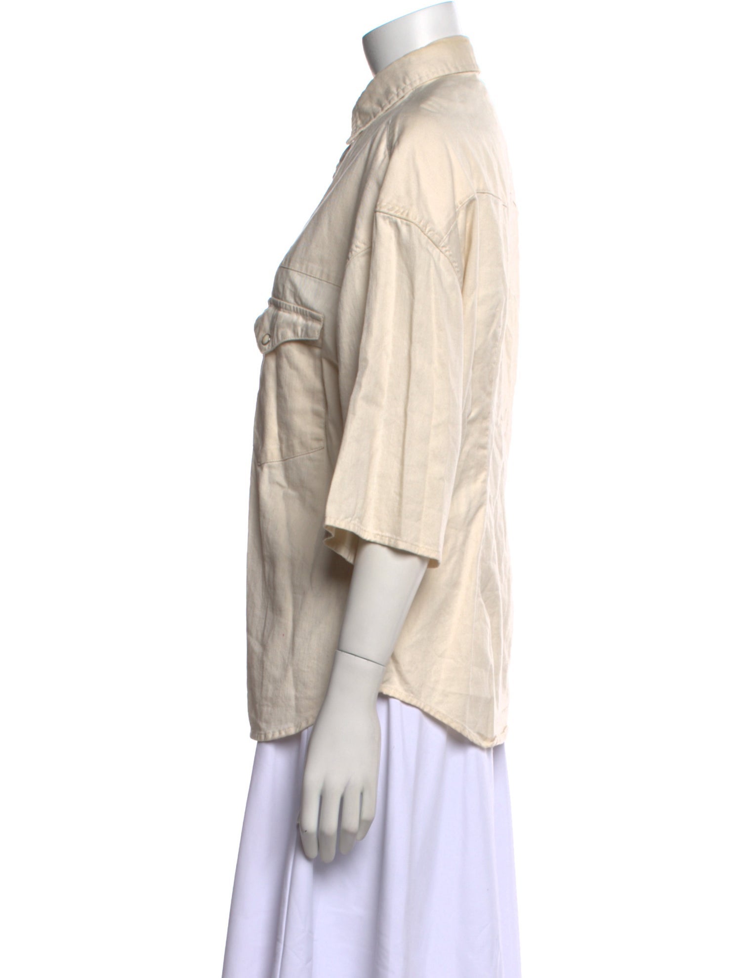 R13 Three-Quarter Sleeve Button-Up Top