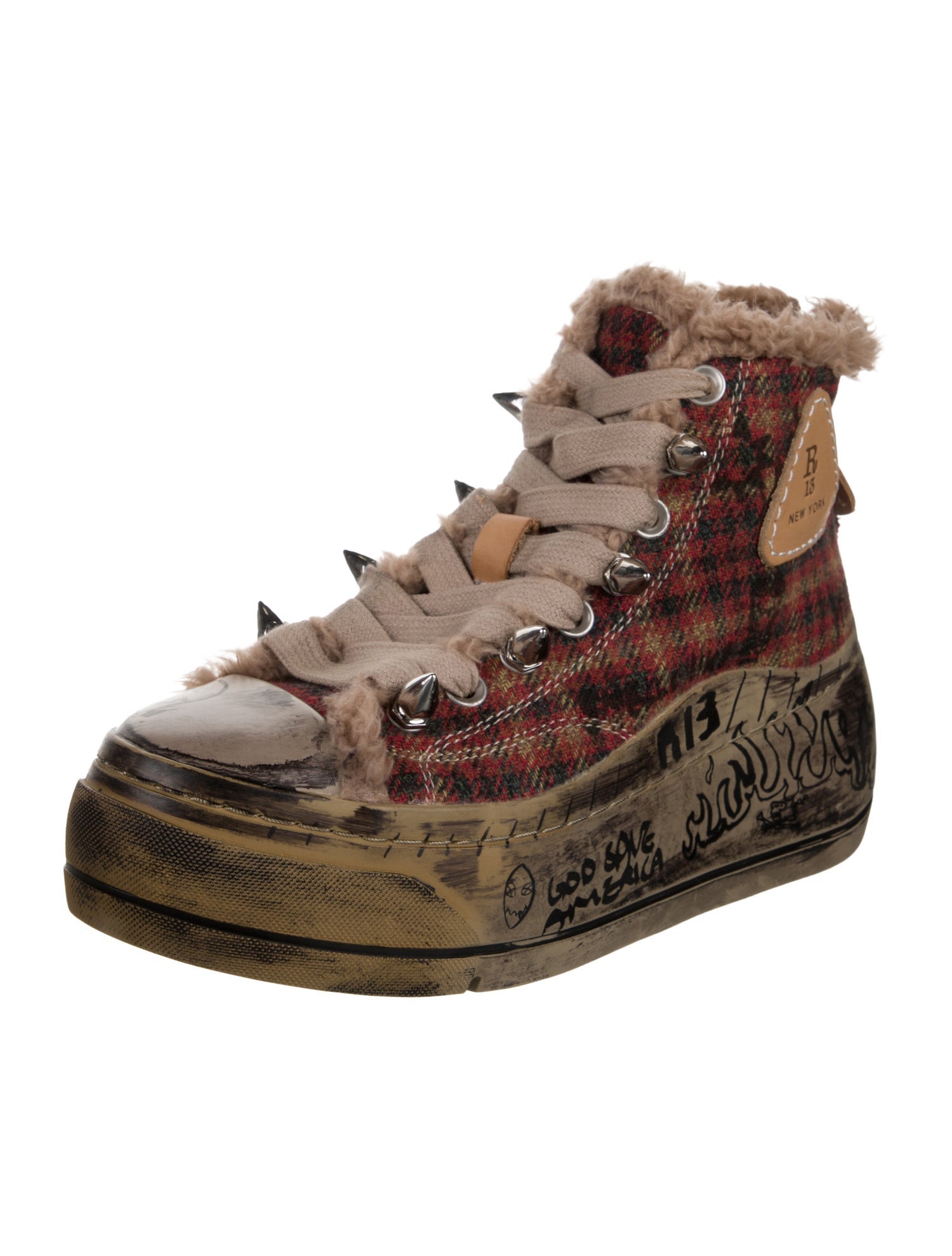 R13 Tweed Pattern Sneakers