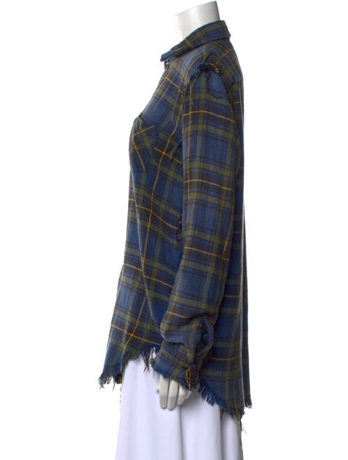 R13 Plaid Print Long Sleeve Button-Up Top