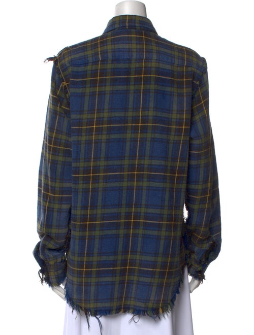 R13 Plaid Print Long Sleeve Button-Up Top