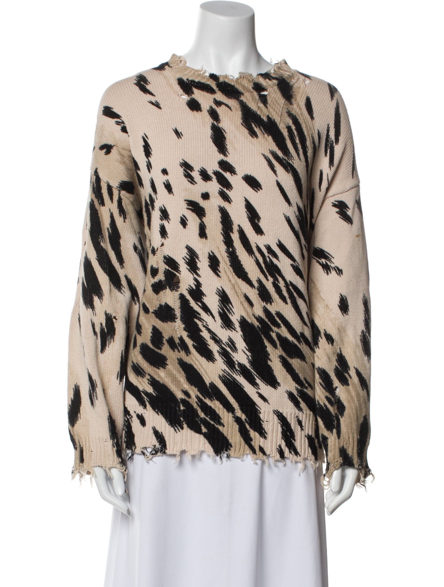 R13 Animal Print Crew Neck Sweater